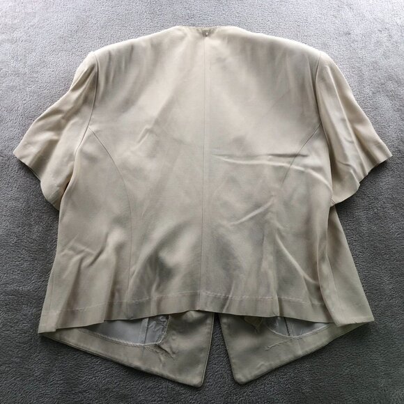 S.L. Fashions Womens Blazer Jacket Size 18WP Embroidered Floral Ivory Button Up - Picture 11 of 11